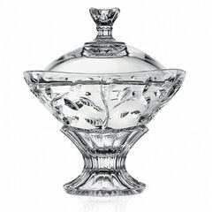 Конфетница с крышкой на ножке RCR Laurus D18 см, H13,7 см, хрустальное стекло, Италия