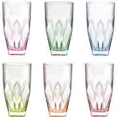 Набор из 6-ти цветных стаканов для воды RCR Ninphea 398 мл, H140 мм, хрустальное стекло, Италия