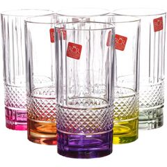 Набор из 6-ти стаканов для воды RCR Style Brillante Color 360 мл, хрустальное стекло, Италия
