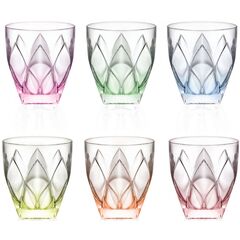 Набор из 6-ти цветных стаканов для виски RCR Ninphea 326 мл, H95 мм, хрустальное стекло, Италия