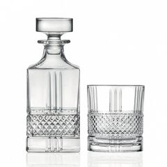 Набор из 7-ми предметов для виски RCR Brillante: Декантер 850 мл, H189 мм и 6 стаканов 340 мл, H94 мм, хрустальное стекло, Италия