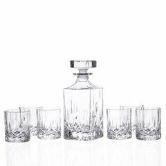 Набор из 7-ми предметов для виски RCR Opera: штоф 750 мл, 6 стаканов 210 мл, хрустальное стекло, Италия