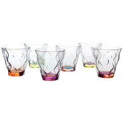 Набор из 6-ти цветных стаканов для виски RCR Riflessi Bicolour 300 мл, D95 мм, H95 мм, хрустальное стекло, Италия