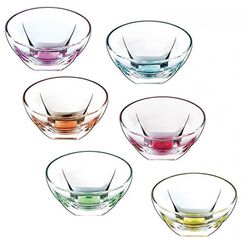 Набор из 6-ти цветных салатников RCR Ninphea 410 мл, D13 см, H71 мм, хрустальное стекло, Италия