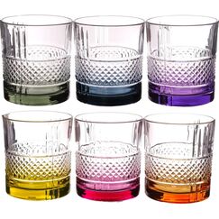 Набор из 6-ти стаканов для виски RCR Brillante Color 340мл, хрустальное стекло, Италия