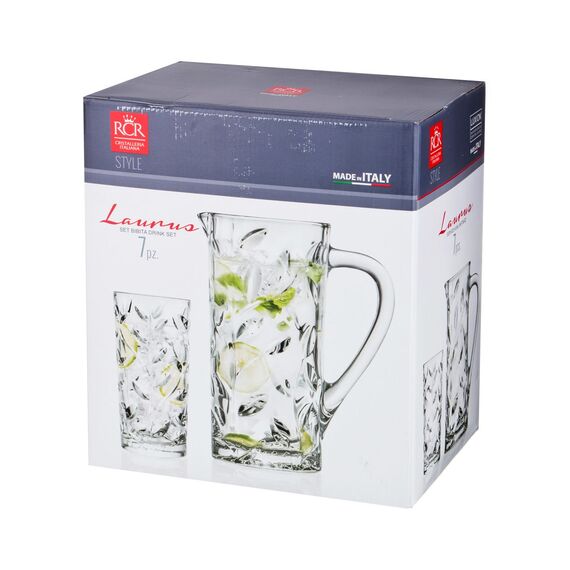 Набор для напитков "Laurus" графин 1200 мл + 6 стаканов 320 мл высота=23/14 см, RCR, изображение 3