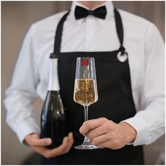 Набор из 6-ти бокалов-флюте для шампанского RCR Luxion Aria 350 мл, хрустальное стекло, Италия, изображение 6