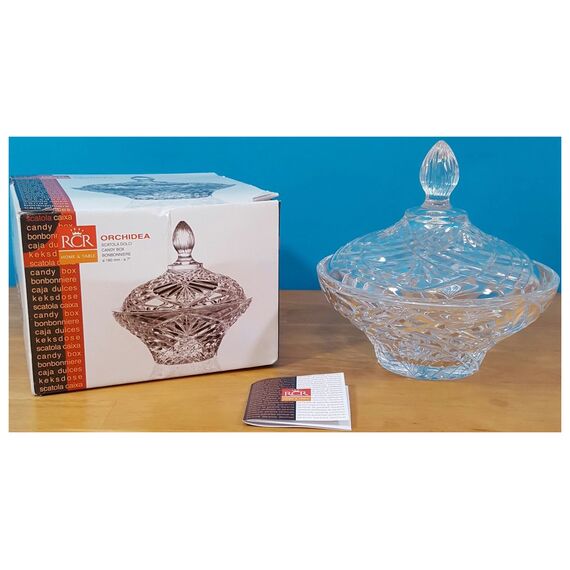 Конфетница с крышкой RCR Melodia D18 см, H10,3 см, хрустальное стекло, Италия, изображение 6