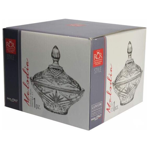 Конфетница с крышкой RCR Melodia D18 см, H10,3 см, хрустальное стекло, Италия, изображение 7