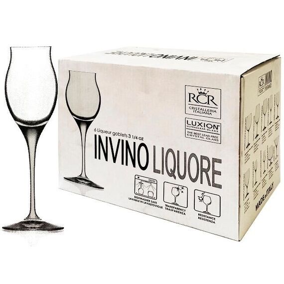 Набор из 6-ти рюмок для ликера RCR Luxion Invino 100 мл, хрустальное стекло, Италия, изображение 3