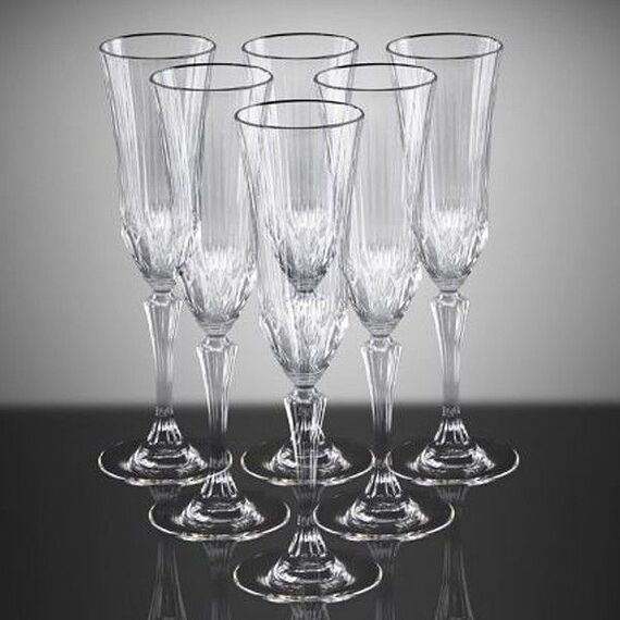 Набор из 6-ти бокалов-флюте для шампанского RCR Style Adagio 180 мл, хрустальное стекло, Италия, изображение 3