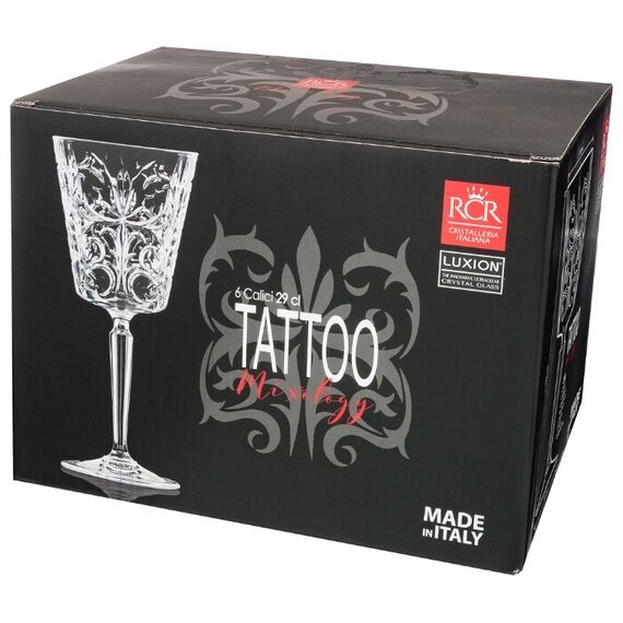Набор из 6-ти бокалов для вина RCR Luxion Tattoo 290 мл, хрустальное стекло, Италия, изображение 8