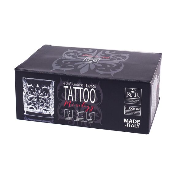 Набор из 6-ти стаканов Олд Фэшн RCR Luxion Tattoo 330 мл, хрустальное стекло, Италия, изображение 11