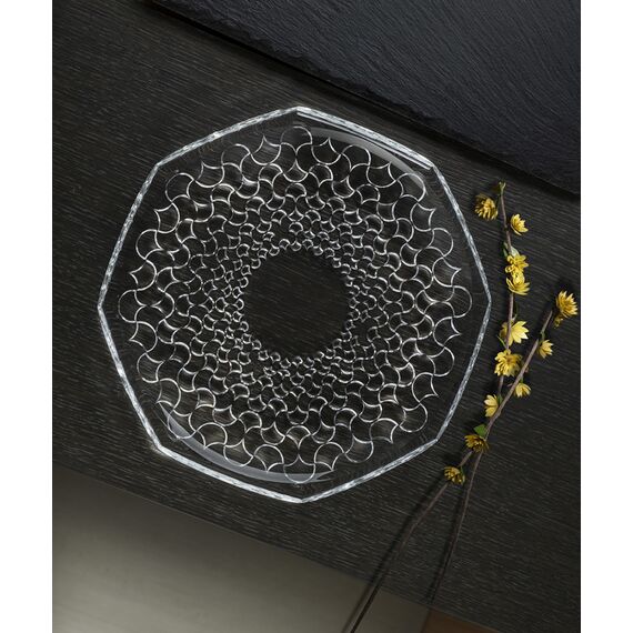 Блюдо круглое RCR ARABESQUE D30 см, H2,4 см, хрустальное стекло, Италия, изображение 4