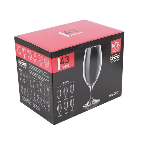 Набор из 6-ти бокалов для пива RCR Luxion Invino 430 мл, хрустальное стекло, Италия, изображение 2