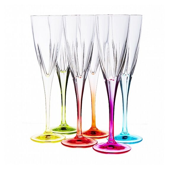 Набор из 6-ти фужеров для шампанского RCR Fusion Color 170 мл, D68 мм, H235 мм, хрустальное стекло, Италия, изображение 5
