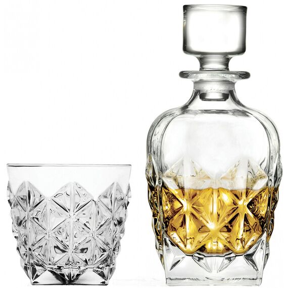 Набор из 7-ми предметов для виски RCR Enigma: Штоф 860 мл, H174 мм, и 6 стаканов 370 мл, H91 мм, хрустальное стекло, Италия, изображение 2