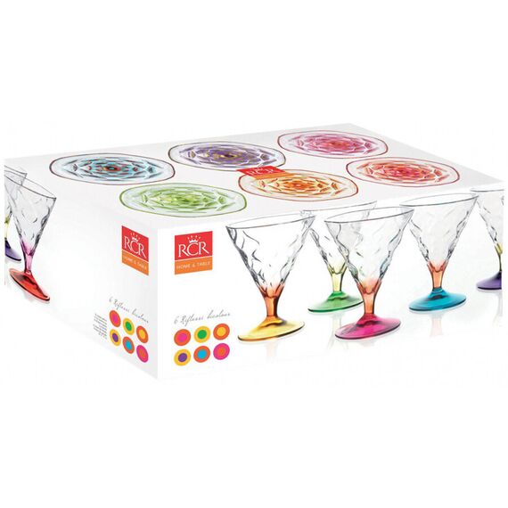 Набор из 6-ти цветных фужеров для мартини RCR Riflessi Bicolour 300 мл, D133 мм, H110 мм, хрустальное стекло, Италия, изображение 2