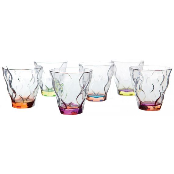Набор из 6-ти цветных стаканов для виски RCR Riflessi Bicolour 300 мл, D95 мм, H95 мм, хрустальное стекло, Италия