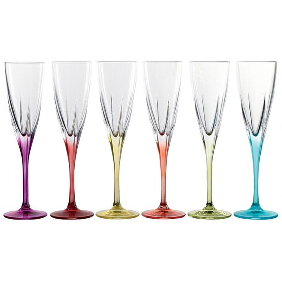 Набор из 6-ти фужеров для шампанского RCR Fusion Color 170 мл, D68 мм, H235 мм, хрустальное стекло, Италия, изображение 2