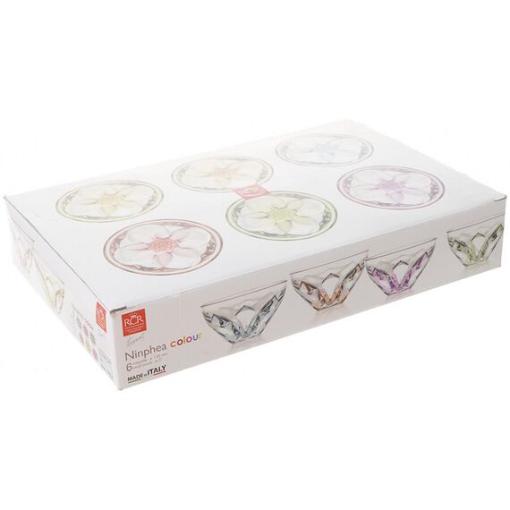 Набор из 6-ти цветных салатников RCR Ninphea 410 мл, D13 см, H71 мм, хрустальное стекло, Италия, изображение 5