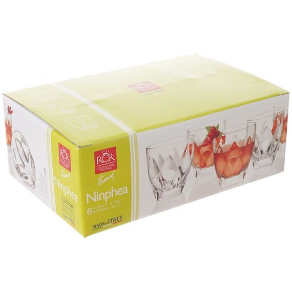 Набор из 6-ти стаканов для виски RCR Ninphea 326 мл, H95 мм, стекло, Италия, изображение 5