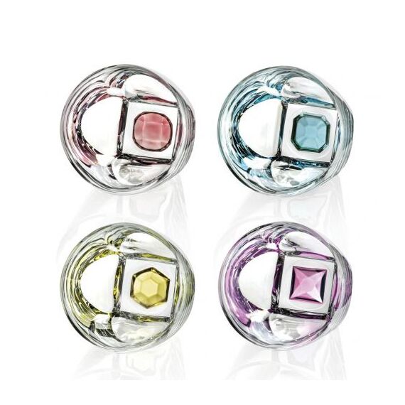 Набор из 4-х цветных стаканов RCR Gems 320 мл, D88 мм, H95 мм, хрустальное стекло LUXION, Италия, изображение 3