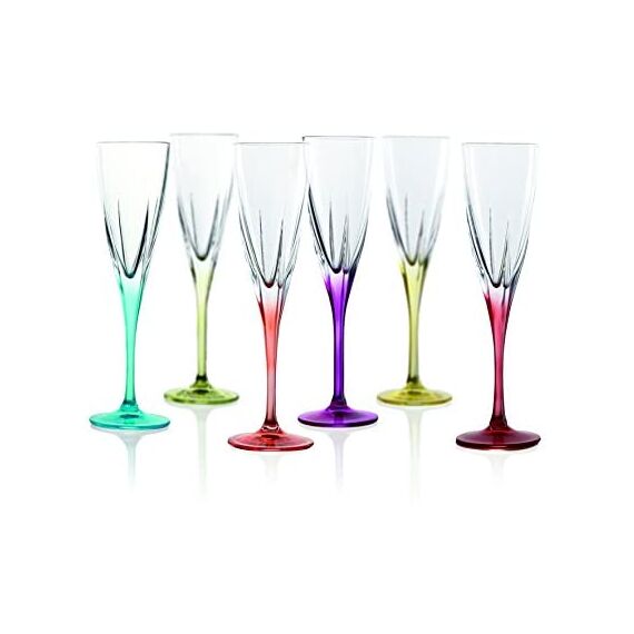 Набор из 6-ти фужеров для шампанского RCR Fusion Color 170 мл, D68 мм, H235 мм, хрустальное стекло, Италия, изображение 3