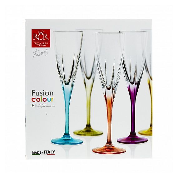 Фужер для шампанского RCR Fusion Color 170 мл, D68 мм, H235 мм, хрустальное стекло, Италия, изображение 4