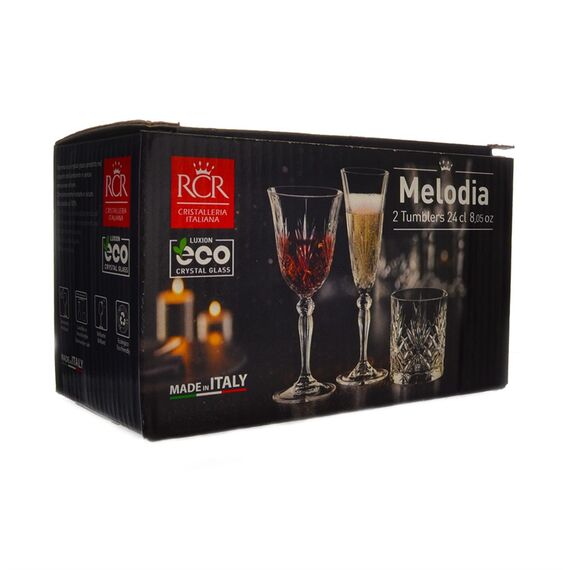 Набор из 2-х стаканов для виски RCR Melodia 240 мл, хрустальное стекло, Италия, изображение 4