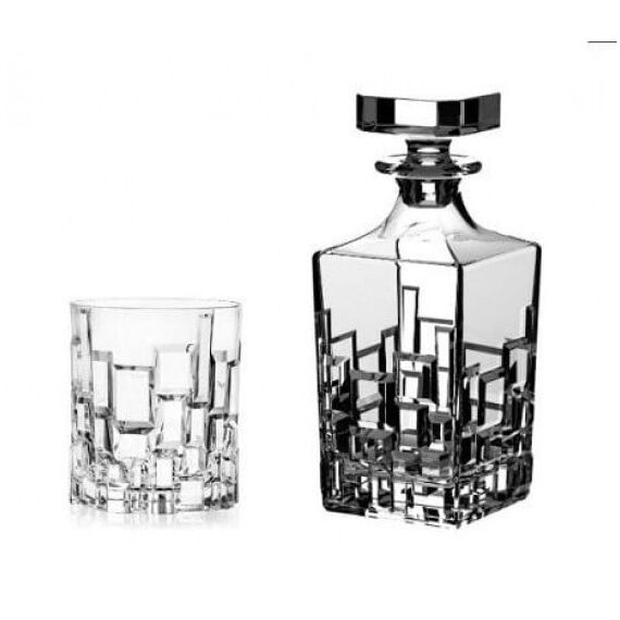 Набор из 7-ми предметов для виски RCR Etna: 6 стаканов 330мл, штоф 750мл, хрустальное стекло, Италия, изображение 2