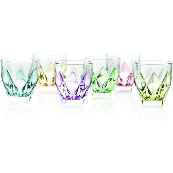 Набор из 6-ти цветных стаканов для виски RCR Ninphea 326 мл, H95 мм, хрустальное стекло, Италия, изображение 2