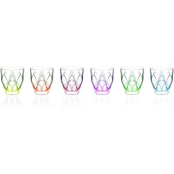 Набор из 6-ти цветных стаканов для виски RCR Ninphea 326 мл, H95 мм, хрустальное стекло, Италия, изображение 3