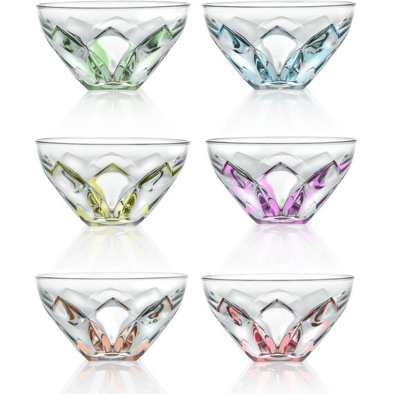 Набор из 6-ти цветных салатников RCR Ninphea 410 мл, D13 см, H71 мм, хрустальное стекло, Италия, изображение 3