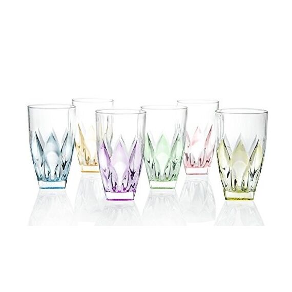 Набор из 6-ти цветных стаканов для воды RCR Ninphea 398 мл, H140 мм, хрустальное стекло, Италия, изображение 2