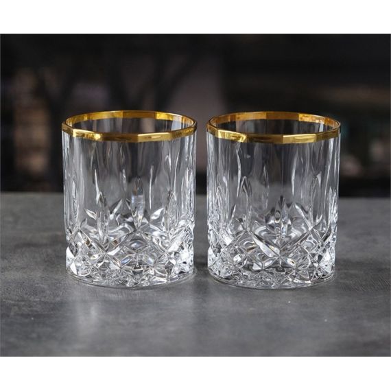 Набор из 2-х стаканов для виски RCR Opera 300 мл, золото, Италия