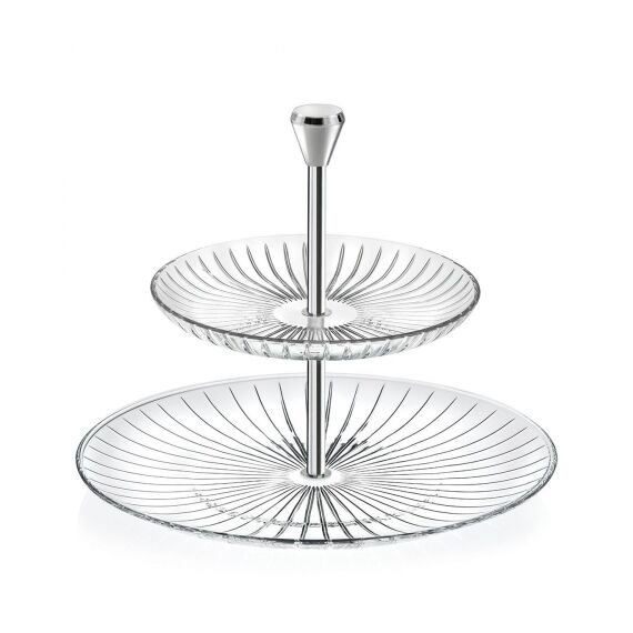 Этажерка 2-х ярусная RCR Alzatine,  H218 мм, D260/180 мм, хрустальное стекло, Италия