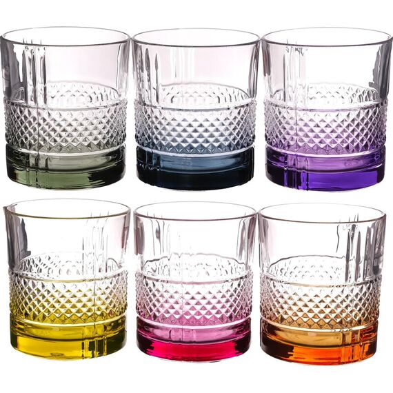 Набор из 6-ти стаканов для виски RCR Brillante Color 340мл, хрустальное стекло, Италия