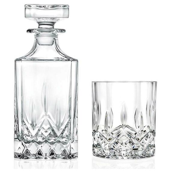 Набор из 7-ми предметов для виски RCR Opera: штоф 750 мл, 6 стаканов 210 мл, хрустальное стекло, Италия, изображение 4