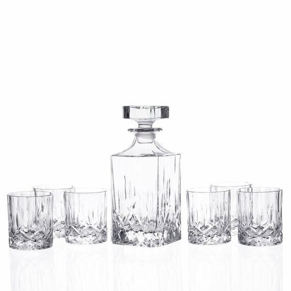 Набор из 7-ми предметов для виски RCR Opera: штоф 750 мл, 6 стаканов 210 мл, хрустальное стекло, Италия