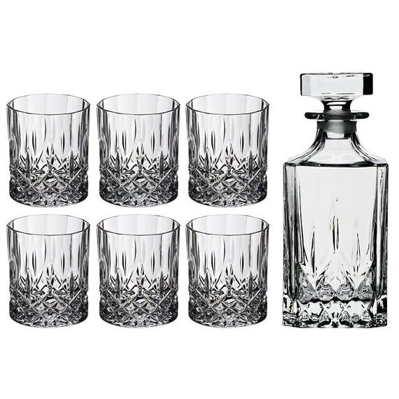 Набор из 7-ми предметов для виски RCR Opera: штоф 750 мл, 6 стаканов 210 мл, хрустальное стекло, Италия, изображение 5