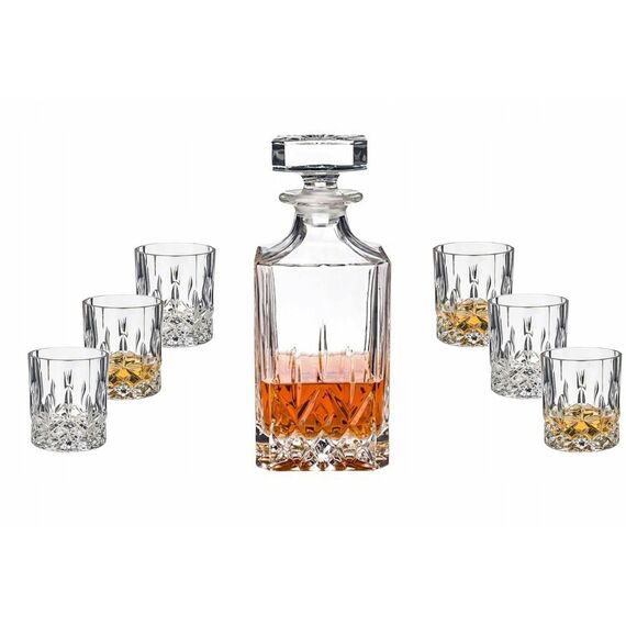 Набор из 7-ми предметов для виски RCR Opera: штоф 750 мл, 6 стаканов 210 мл, хрустальное стекло, Италия, изображение 6