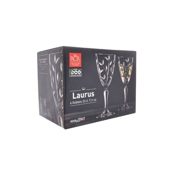 Набор из 6-ти бокалов для белого вина RCR Style Laurus 230 мл, хрустальное стекло, Италия, изображение 5