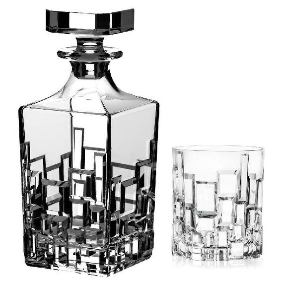 Набор из 7-ми предметов для виски RCR Etna: 6 стаканов 330мл, штоф 750мл, хрустальное стекло, Италия