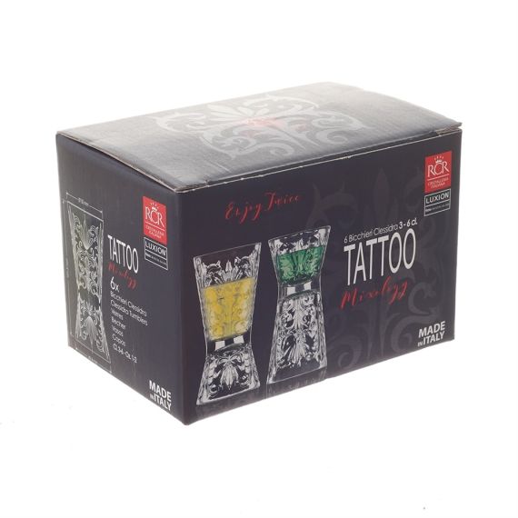 Набор из 6-ти стопок RCR Tattoo 60 мл, хрустальное стекло, Италия, изображение 2