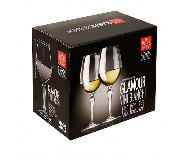 Купить Набор из 6-ти бокалов для белого вина RCR Luxion Glamour 470 мл ...